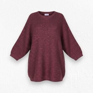 80s Vintage Red Black Heathered Crewneck Half Sleeve USA Made Sweater Size XL